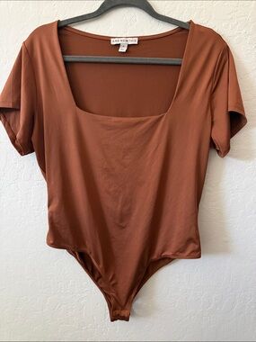 And Now This Rust Square-Neck Short Sleeve Bodysuit